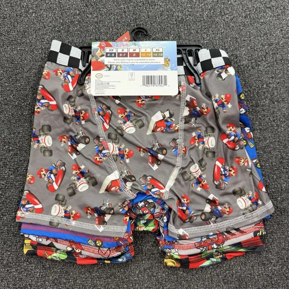 Bioworld Mario Kart Boys 4pk Athletic Boxer Briefs Underwear Size M(8)